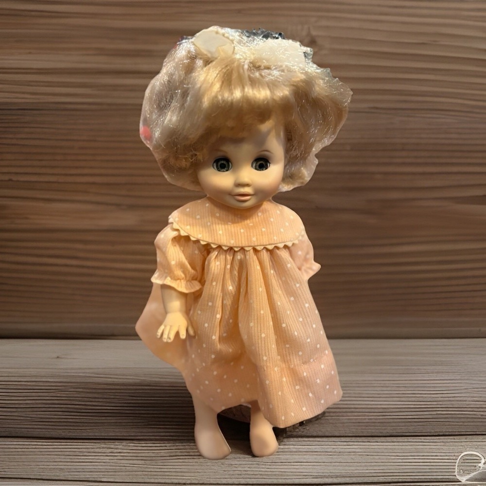 Vintage Royal House Doll 1982 Lovely 10" Blonde in Pink Dotted Dress